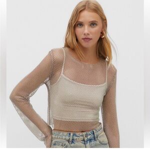 Sparkly mesh long sleeve t shirt size small